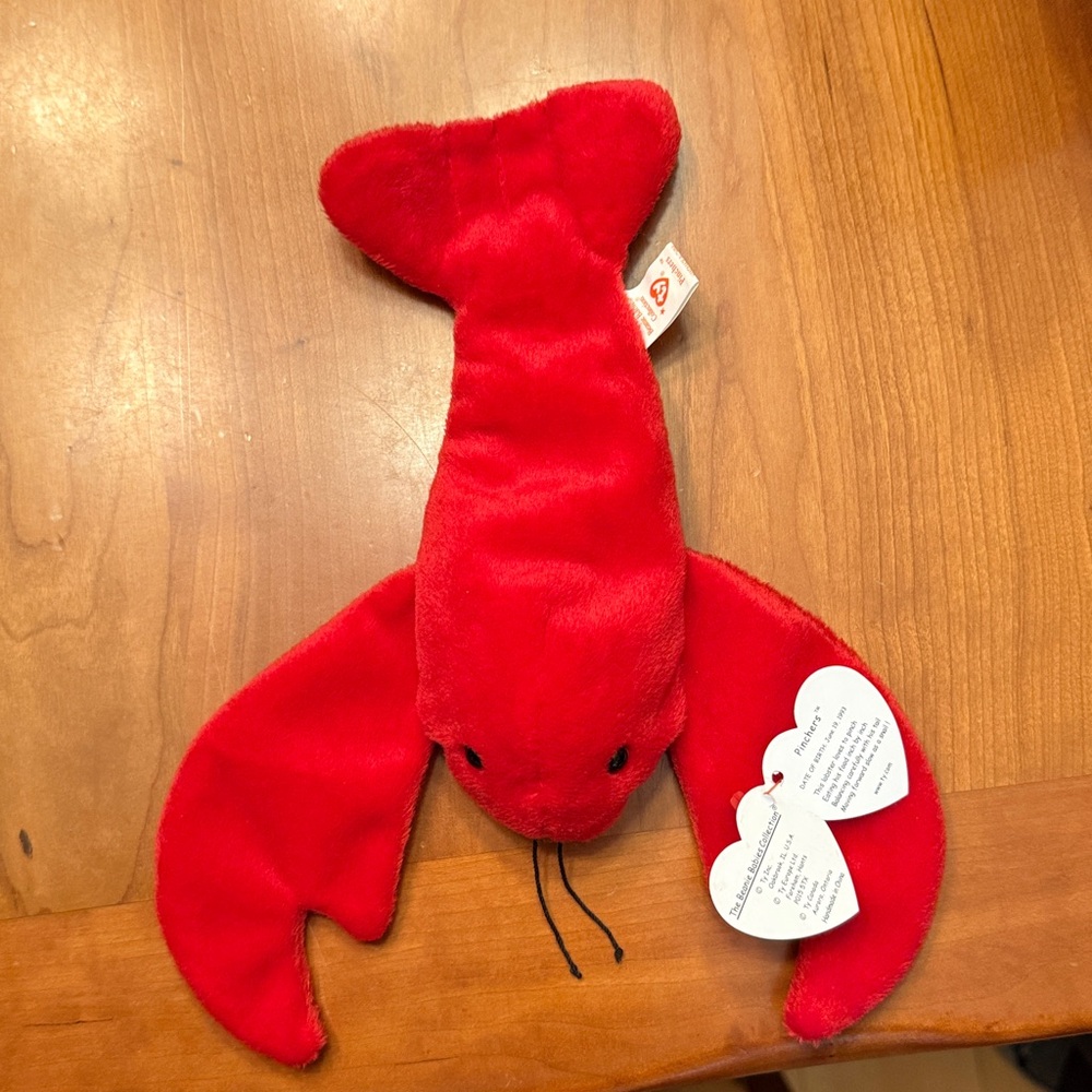 Ty “Pinchers” 1993 Rare retired Red Plush Lobster Beanie Baby